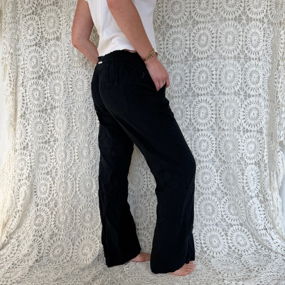 Roxy Linen Blend Drawstring Pants Black (Runs Sma… - image 7